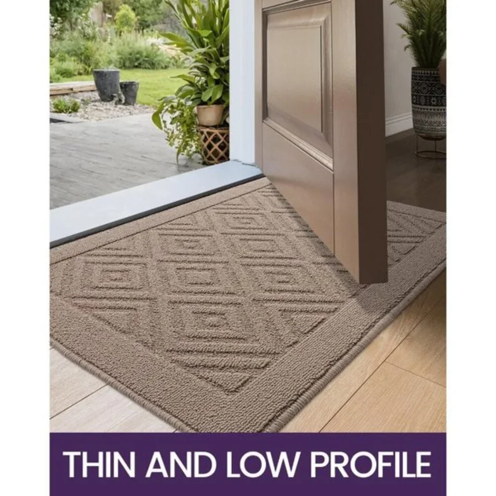 New 24x36Inch Front Door Mat, Non-Slip, Absorbent, Washable Doormat - Beige